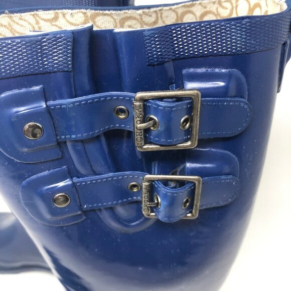 Chooka Navy Posh Solid Tall Rubber Rain Boots 6 - Picture 8 of 8